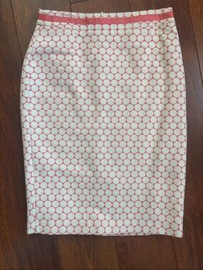 Boden Pink and White Polka Dot Pencil Skirt